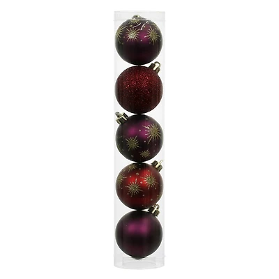 5 Pack 2.2" Burgundy Shatterproof Ball Ornaments by Ashland®