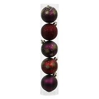 5 Pack 2.2" Burgundy Shatterproof Ball Ornaments by Ashland®