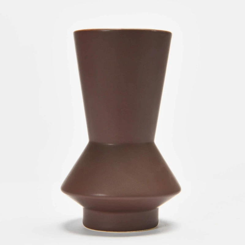 Hello Honey® 8" Eggplant Hourglass Shaped Stoneware Vase