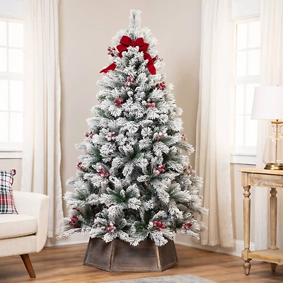 6.5ft. Unlit Full Flocked Fairfield Fir Artificial Christmas Tree