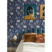 NuWallpaper PrintFresh Navy Camel's Courtyard Peel & Stick Wallpaper