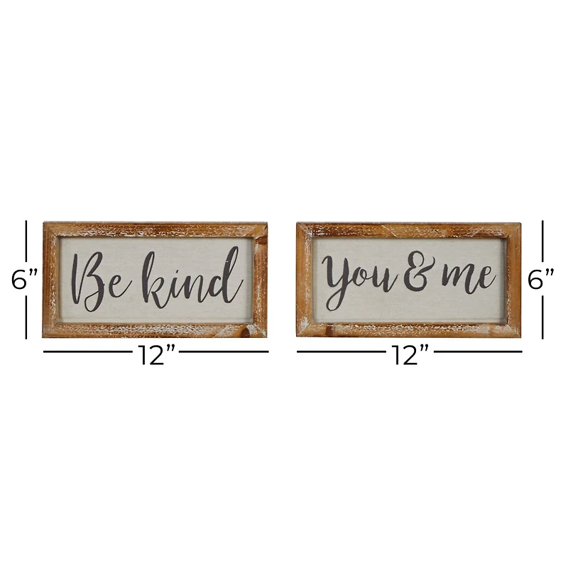 Set of 2 Brown Metal Farmhouse Sign Wall Decor, 12" x 6"