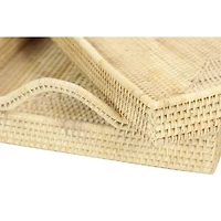 Light Brown Wood Boho Style Tray Set