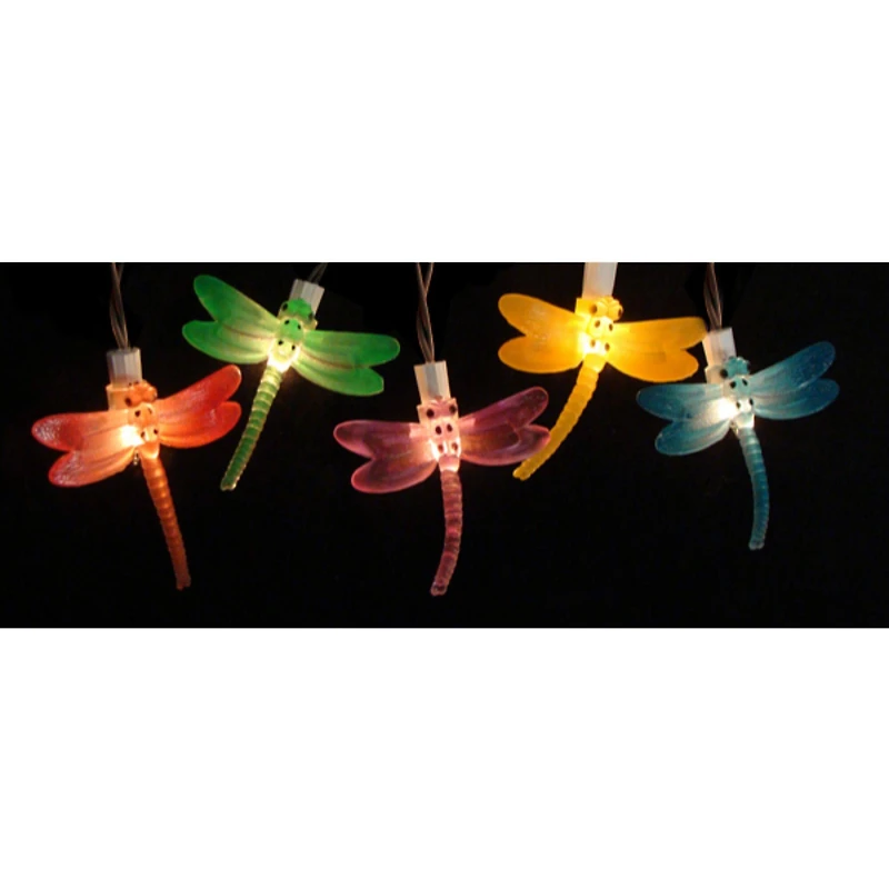 10ct. Multicolored LED Dragonfly Garden Patio String Lights