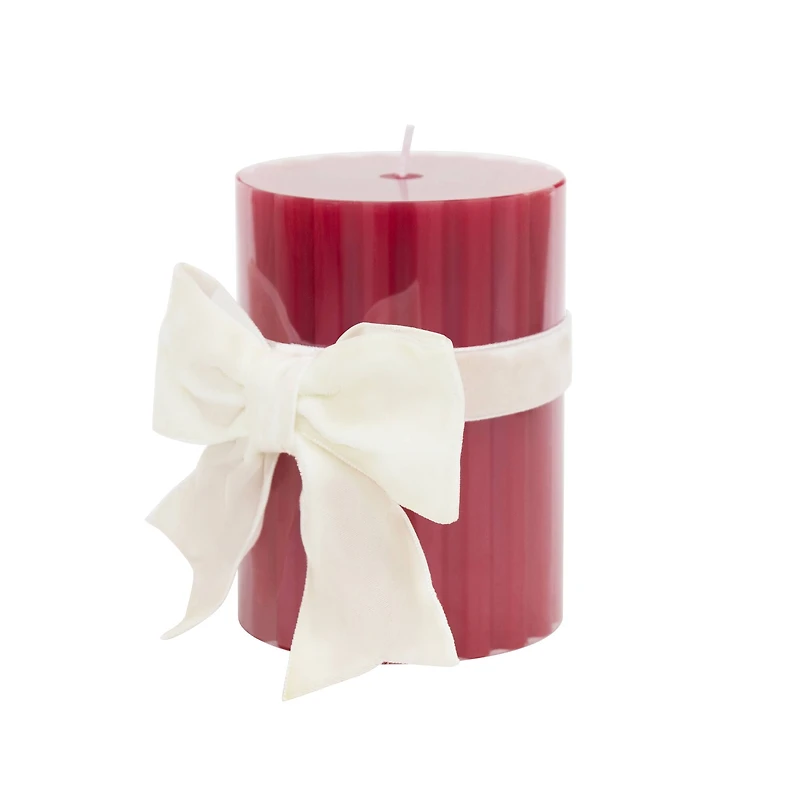 Red with White Bow Sparkling Cider Scented Pillar Candle by Ashland