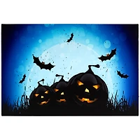 LED Lighted Jack-O-Lanterns & Bats Halloween Canvas Wall Art