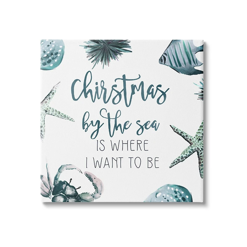 Stupell Industries Christmas By The Sea Nautical Canvas Wall Art
