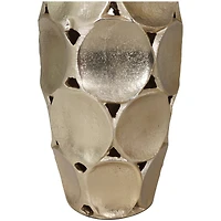 Gold Aluminum Geometric Open Framed Vase with Circular Plates Set