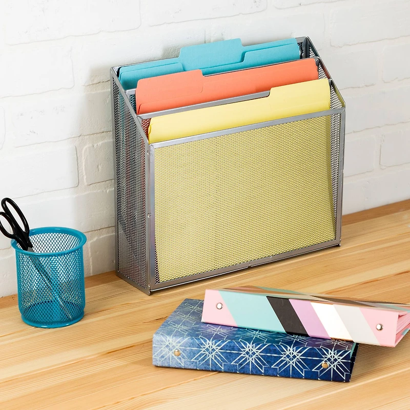 Honey Can Do Silver Mesh Vertical File Sorter