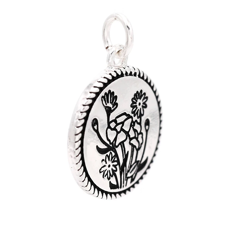 Silver Plated Antique Flowers Charm by Bead Landing™