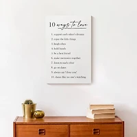 Ten Ways To Love 12" x 18" Canvas Wall Art