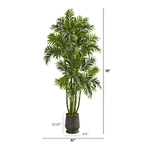 6ft. Areca Palm Tree in Ribbed Metal Planter