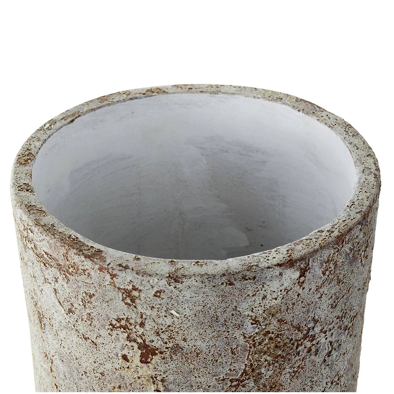 12" Brown Ceramic Wide Textured Vase