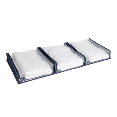 Household Essentials 16" Denim Blue Under the Bed Zippered Sweater Storage Bag, 3ct.