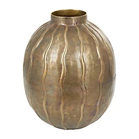 12" Brass Metal Snakeskin Inspired Vase with Dimensional Wavy Accents