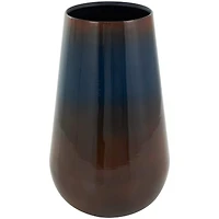 12" Blue Metal Ombre Vase with Brown Accents