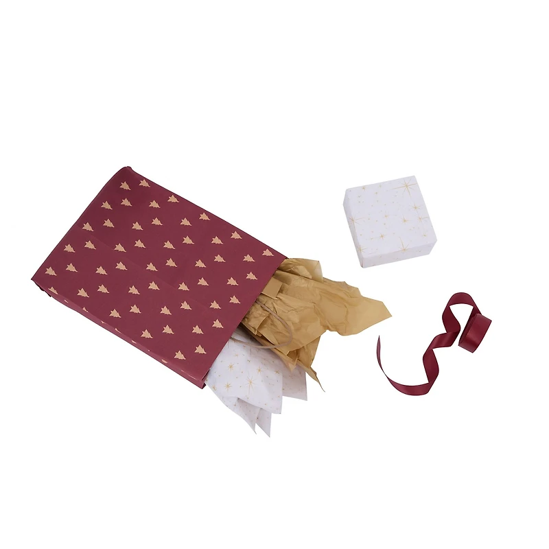 Burgundy & Gold Stars & Trees Tissue Paper, 24ct. by Celebrate It™