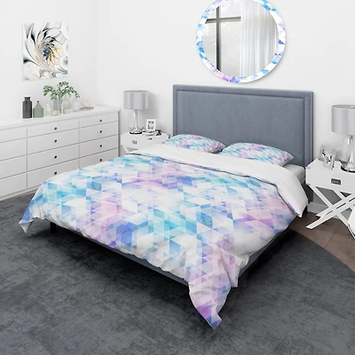 Designart 'Sky Blue Triangle Texture with Grunge Effect' Modern & Contemporary Bedding Set