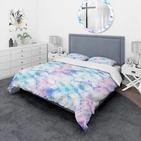 Designart 'Sky Blue Triangle Texture with Grunge Effect' Modern & Contemporary Bedding Set