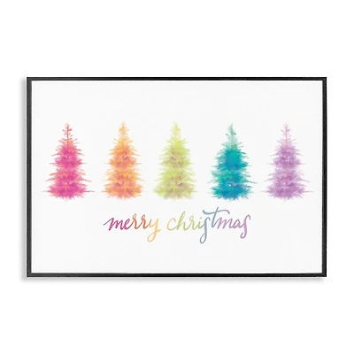 Stupell Industries Rainbow Christmas Trees Framed Giclee Wall Art