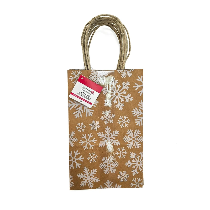 Small Snowflakes Kraft Gift Bags, 6ct. by Celebrate It™