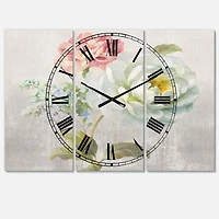 Designart Country Flower Bouquet Lodge 3 Panel Wall Clock