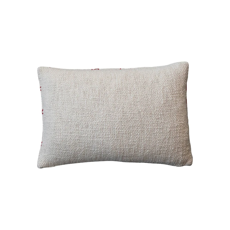 Hello Honey® 24" x 16" Red & Natural Ho Ho Ho Woven Cotton Slub Lumbar Pillow