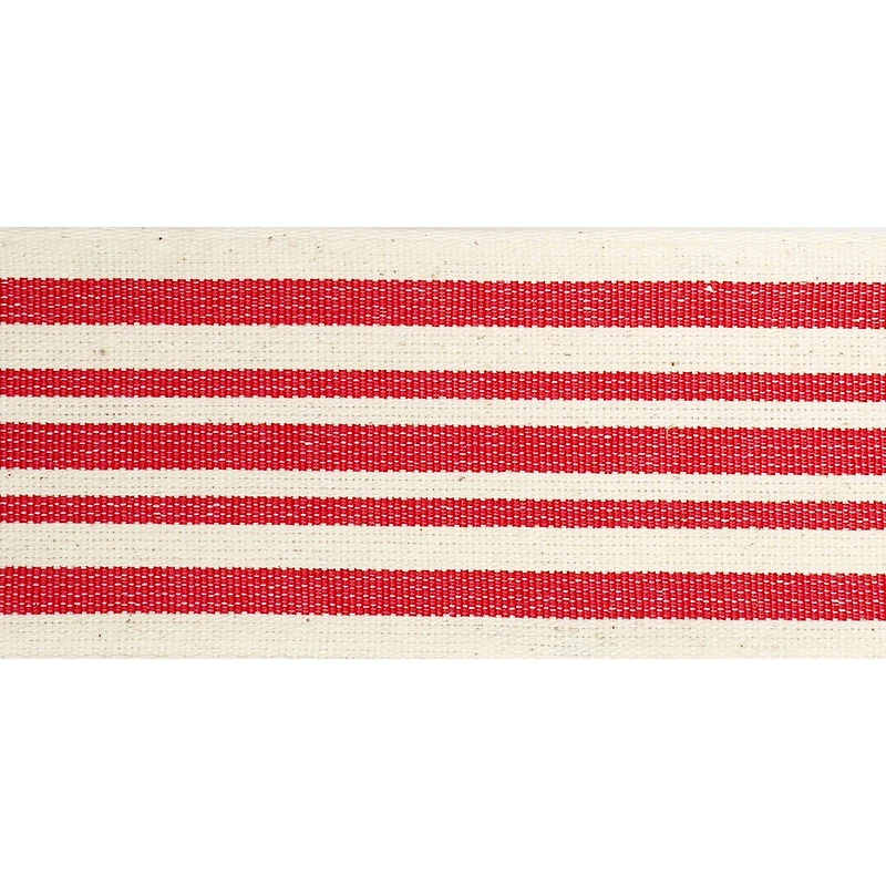 2.5" x 25ft. Red & Ivory Stripe Faux Cotton Wired Ribbon by Celebrate It™