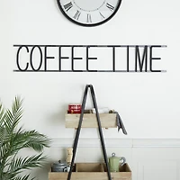 46" Black Coffee Time Iron Wall Sign