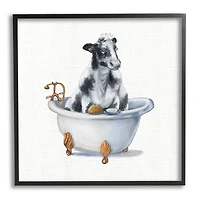 Stupell Industries Dairy Cow in Bathtub Country Farm Animal Framed Wall Art