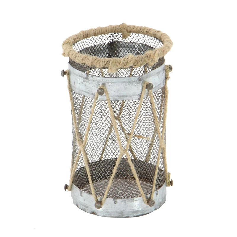 Set of 3" Silver Metal Rustic Lantern, 11", 9", 8"