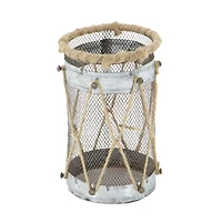 Set of 3" Silver Metal Rustic Lantern, 11", 9", 8"