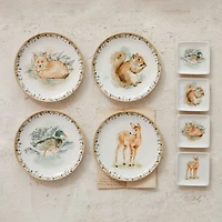 Hello Honey® 4" Woodland Animal Square Stoneware Plate Set