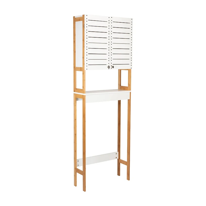 Organize It All 3-Shelf White Bamboo Over the Toilet Cabinet