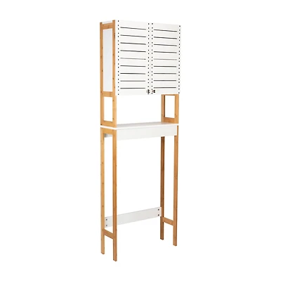 Organize It All 3-Shelf White Bamboo Over the Toilet Cabinet