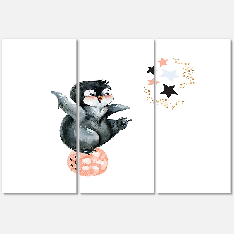 Designart - Little Penguin With Stars and Planets II