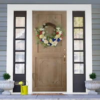 24" Americana Mixed Floral Patriotic Grapevine Wreath