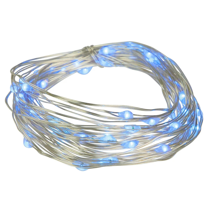 100ct Blue LED Micro Fairy Lights  16ft Copper Wire