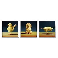 Stupell Industries Yoga Chick Trio Funny Farm Animals Stretching Poses Framed Wall Art