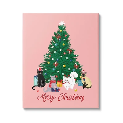 Stupell Industries Merry Christmas Holiday Cats Canvas Wall Art