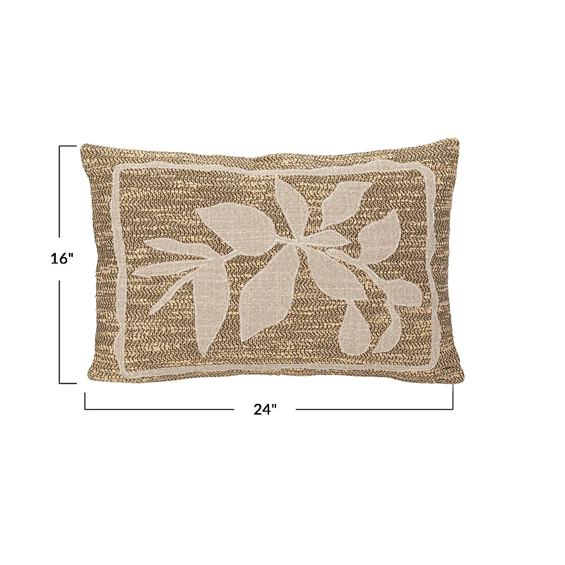 Hello Honey® 24" x 16" Brown & Tan Botanical Woven Indoor & Outdoor Lumbar Pillow