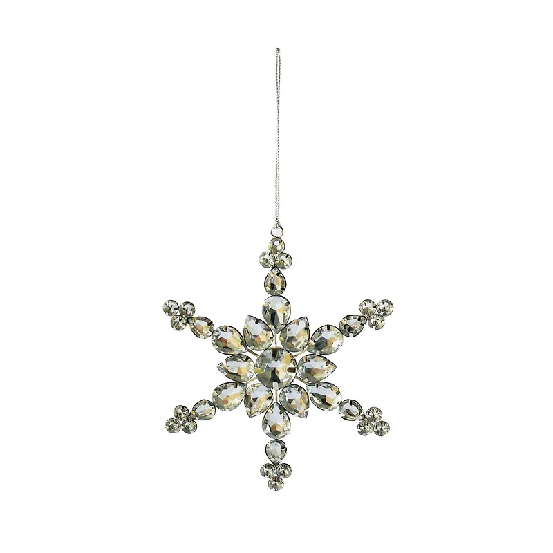 Hello Honey® 7" Silver Snowflake Acrylic Jewel & Metal Ornament