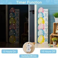 Glitzhome® 42" Lighted Wooden Stacked Eggs "Happy Easter" Porch Sign with Timer