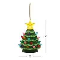 3ct. Cool Tone Nostalgic Ceramic Lit Tree Ornaments