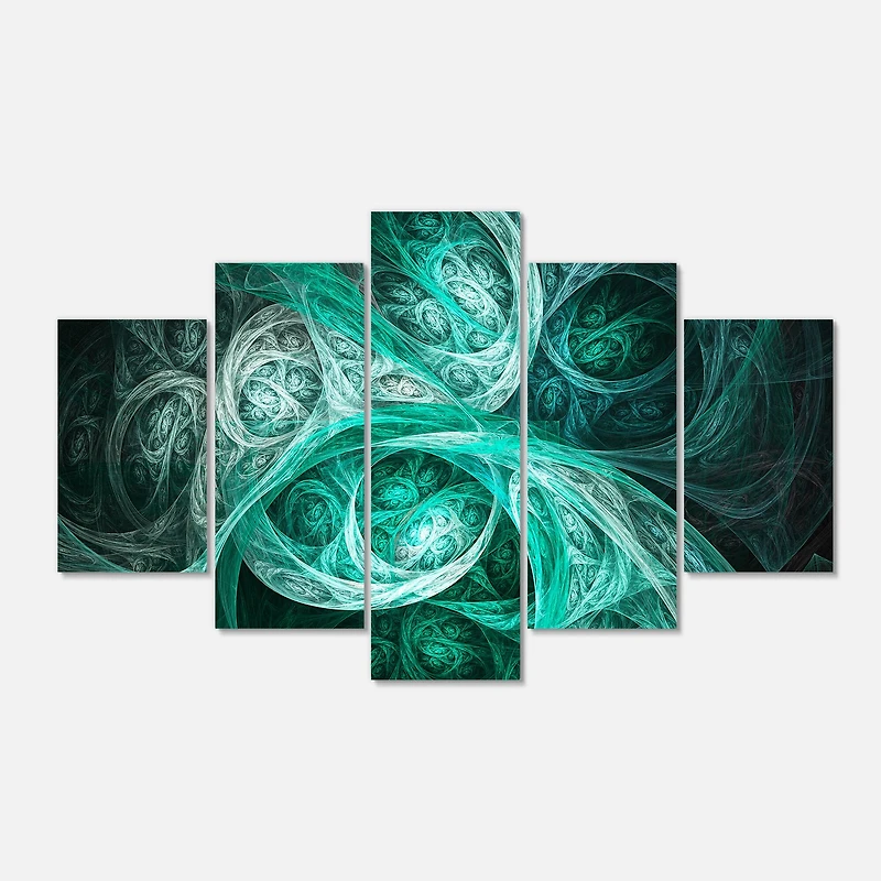 Designart - Mystic Turquoise Fractal - Contemporary Wall Art Canvas