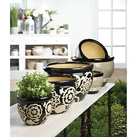 Floral Nights Ceramic Planter Set