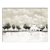 BW Barn Landscape 40" x 30" Canvas Wall Art