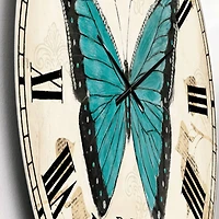 Designart 'Blue Farmhouse Butterfly Farmhouse Wall Clock