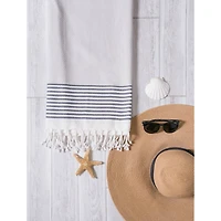 DII® Navy Stitched Stripe Fouta Towel