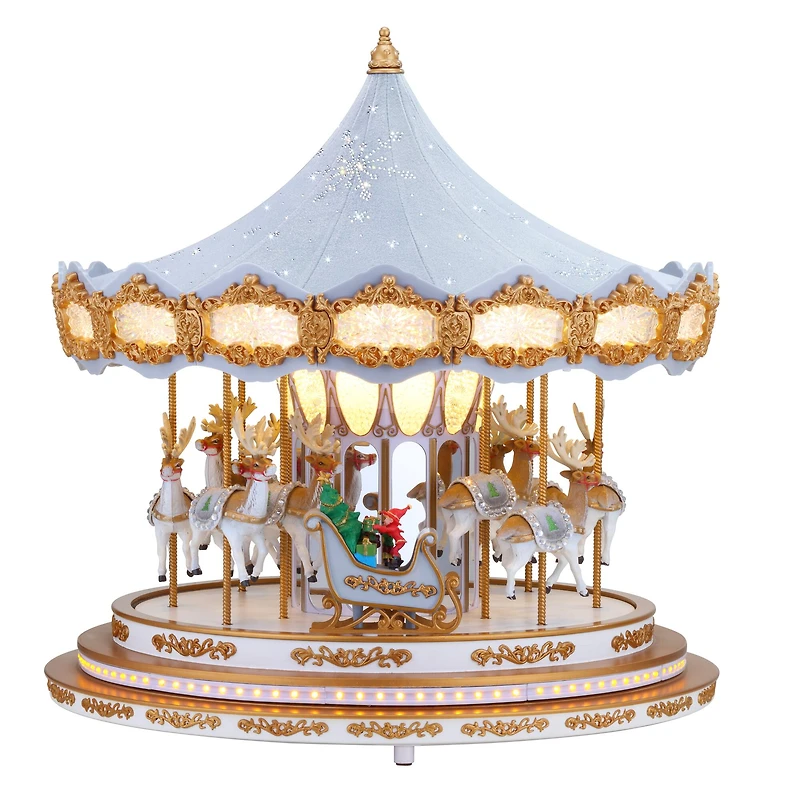90th Anniversary Collection 17" Ice Blue Animated & Musical LED Crystal Carousel Accent